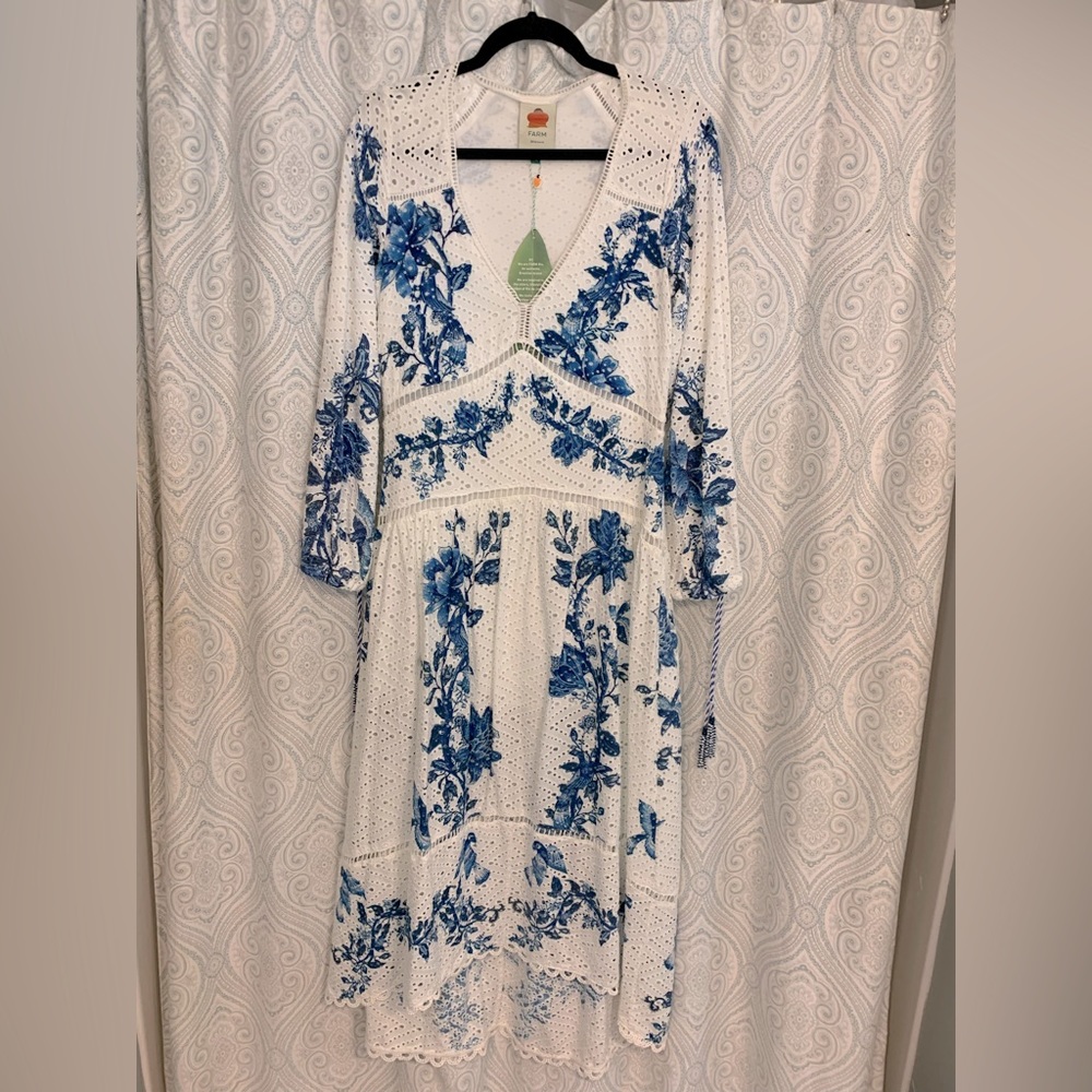 Farm Rio Arara Floral Eyelet Maxi Dress size XS